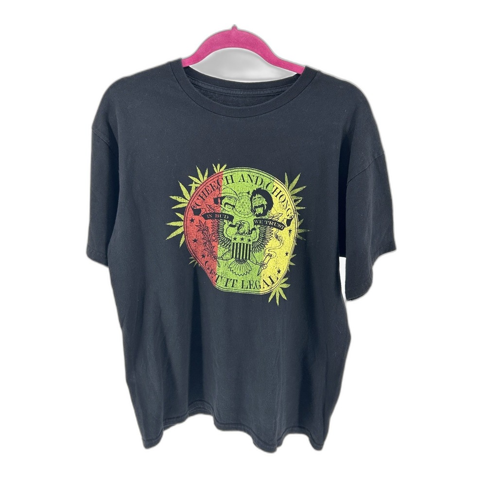 Cheech & Chong Get It Legal Graphic T-Shirt Mens Large Black Rasta Colors